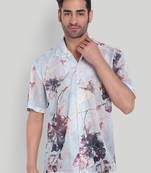 Smart and stylish sky blue color  designer printed shirt