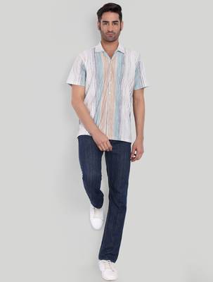 Teal color smart cotton blended  designer printed graceful casual shirt 3