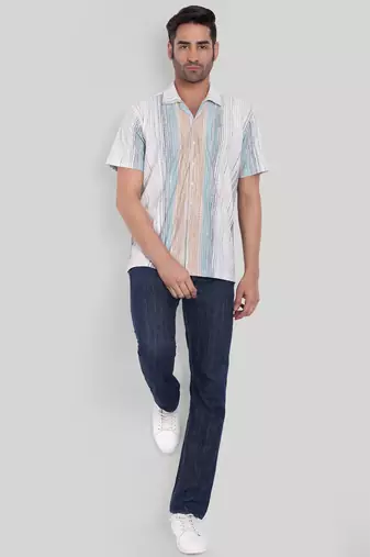 Teal color smart cotton blended  designer printed graceful casual shirt