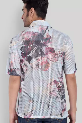 Smart and stylish sky blue color  designer printed shirt