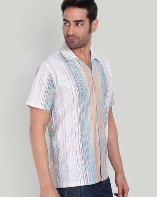 Teal color smart cotton blended  designer printed graceful casual shirt 4