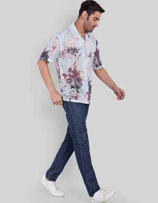 Smart and stylish sky blue color  designer printed shirt 3