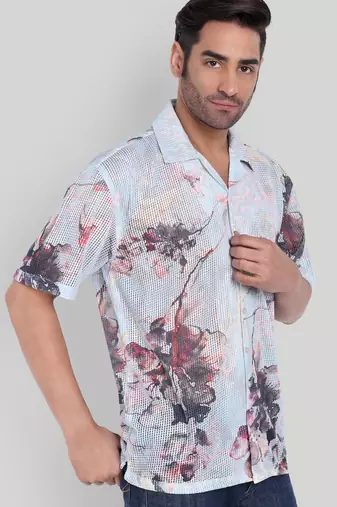 Smart and stylish sky blue color  designer printed shirt