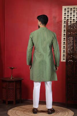 Pista color stylish woven designer graceful festive kurta payjama for men 2