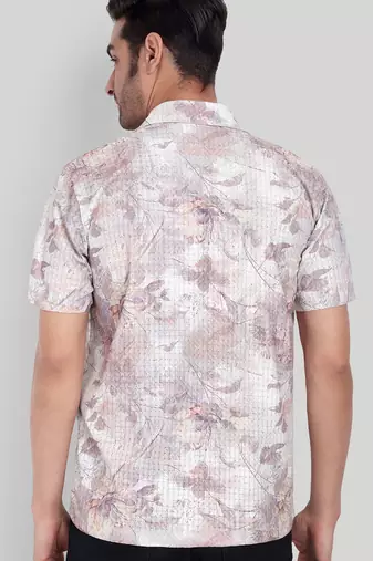 Lavender color smart cotton blended  designer printed graceful casual shirt