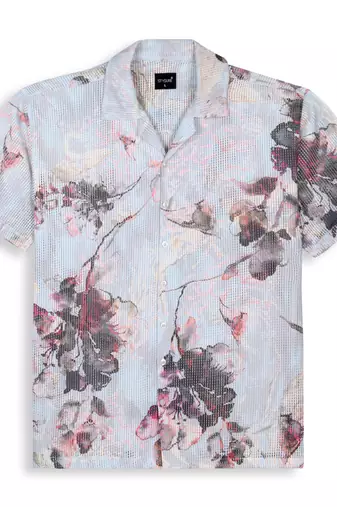 Smart and stylish sky blue color  designer printed shirt
