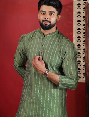 Pista color stylish woven designer graceful festive kurta payjama for men 3