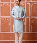 Sky blue color graceful ethnic kurta payjama for men's festive looks