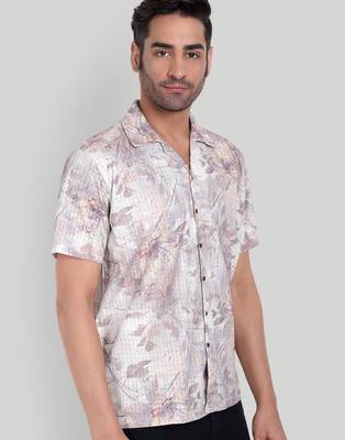 Lavender color smart cotton blended  designer printed graceful casual shirt 4