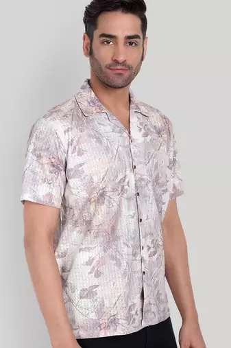 Lavender color smart cotton blended  designer printed graceful casual shirt