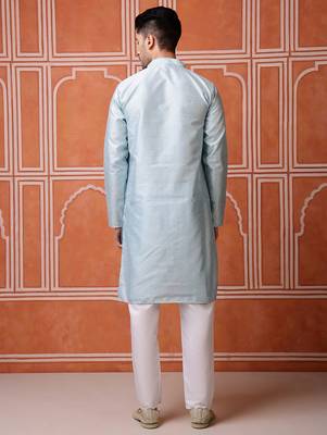 Sky blue color graceful ethnic kurta payjama for men's festive looks 2
