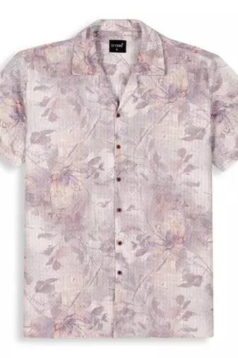 Lavender color smart cotton blended  designer printed graceful casual shirt