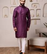 Wine color smart and ethnic cotton blend designer kurta payjama