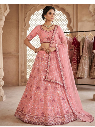Pink embroidered lehenga choili  1