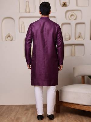 Wine color smart and ethnic cotton blend designer kurta payjama 2