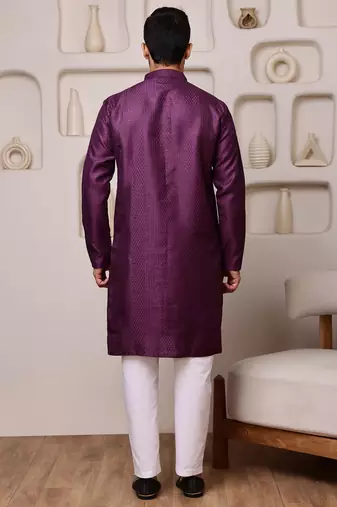 Wine color smart and ethnic cotton blend designer kurta payjama