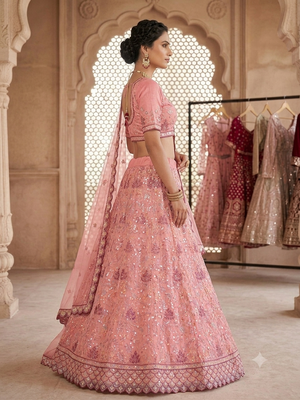 Pink embroidered lehenga choili  2