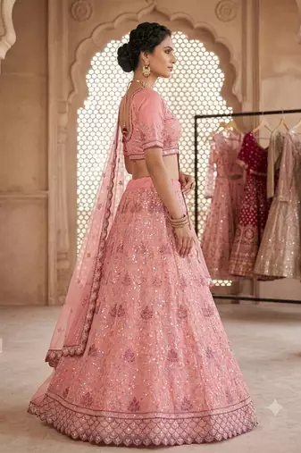 Pink embroidered lehenga choili 
