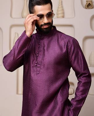 Wine color smart and ethnic cotton blend designer kurta payjama 3