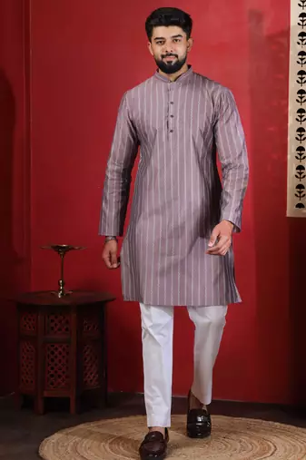Onion color stylish woven designer graceful festive kurta payjama for men