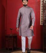 Onion color stylish woven designer graceful festive kurta payjama for men