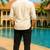 Cream color formal solid linen cotton rich looks shirt for men