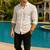 Cream color formal solid linen cotton rich looks shirt for men
