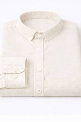 Cream color formal solid linen cotton rich looks shirt for men 5