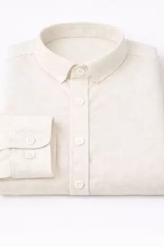 Cream color formal solid linen cotton rich looks shirt for men