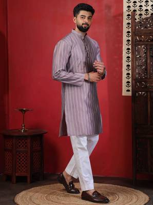 Onion color stylish woven designer graceful festive kurta payjama for men 4