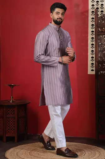 Onion color stylish woven designer graceful festive kurta payjama for men