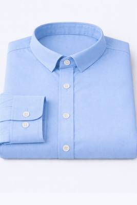 Sky blue color formal solid linen cotton rich looks shirt for men 5