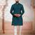 Teal color stylish woven designer graceful festive kurta payjama for men