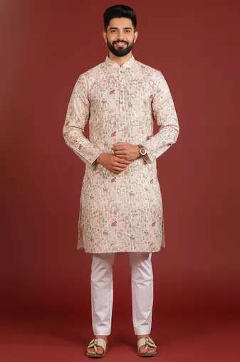 Beige color beautiful kurta payjama for handsome men's looks
