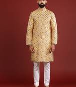 Mustard color beautiful kurta payjama for handsome men's looks