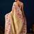 Beige color jute silk fabric designer printed ready to wear saree