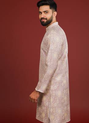 Lavender color beautiful kurta payjama for handsome men's looks 2