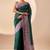 Rama color jute silk fabric designer printed ready to wear saree