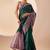 Rama color jute silk fabric designer printed ready to wear saree