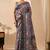 Black color jute silk fabric designer printed ready to wear saree