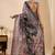 Black color jute silk fabric designer printed ready to wear saree