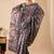 Black color jute silk fabric designer printed ready to wear saree
