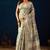 Cream color jute silk fabric designer printed ready to wear saree