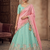 sky blue green embroidered lehenga choili 