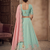 sky blue green embroidered lehenga choili 
