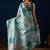 Sky blue color jute silk fabric designer printed ready to wear saree
