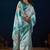 Sky blue color jute silk fabric designer printed ready to wear saree
