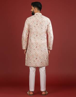 Beige color beautiful kurta payjama for handsome men's looks 2
