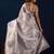 Grey color jute silk fabric designer printed ready to wear saree