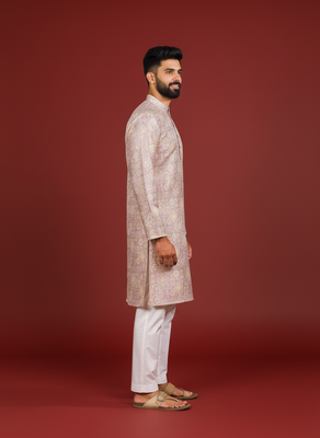 Lavender color beautiful kurta payjama for handsome men's looks 4